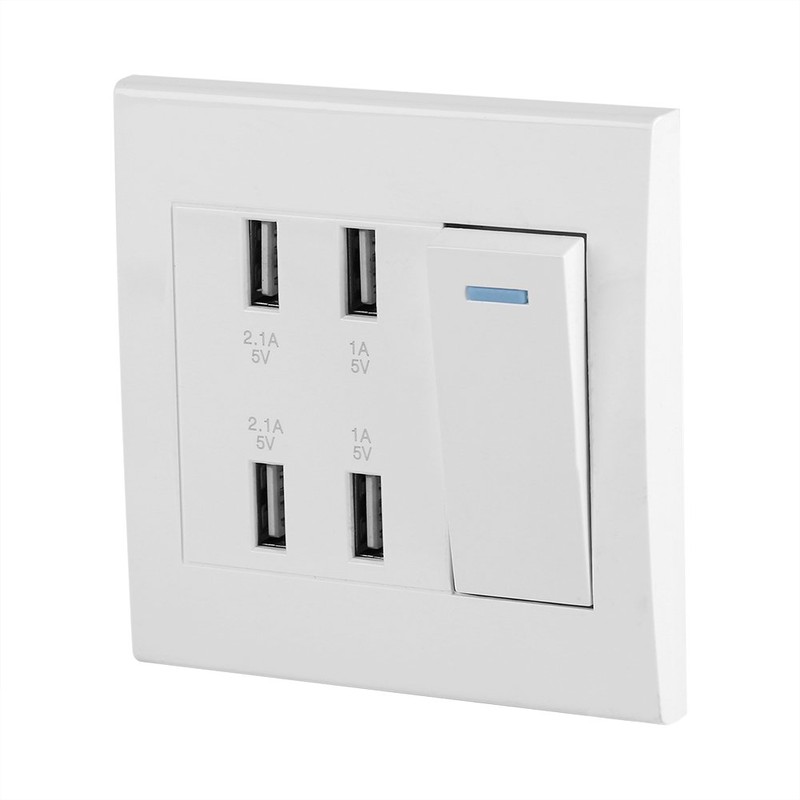 Fdit USB Wall Mounted Socket Intelligent Charger Outlet Panel Tool
