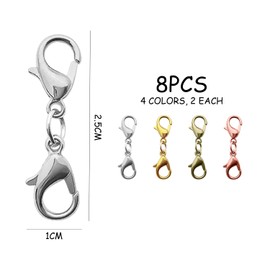 EPCDBBRT 8 Pieces Double Opening Lobster Clasps, Necklace Clasp Replacement, Jewelry Connectors, Jewelry Chain Clasp Lock Extender, Lobster Clasps For Jewelry Making