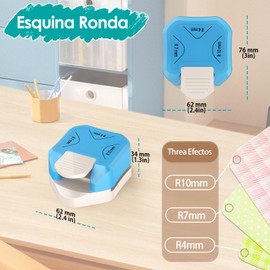 GeeRic 3-en-1 Perforadora Redondeadora,Cortador de Esquinas 3 en 1 para Hacer Tarjetas, para Hacer Tarjetas, Laminado, Cartulina（Azul）