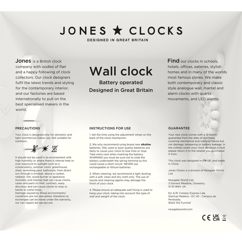 JONES CLOCKS® Telecom Wall Clock | Round Vintage Retro Clock