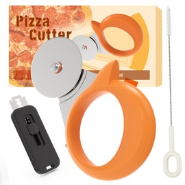 Tuuwhiz Pizza Cutter and Bread Lame Dough Scoring Tool Combo,for Cutting Pizza Sourdough Bread Baking Supplies,Stainless Steel Pizza Cutter Wheel and Razor Blades (Orange)…