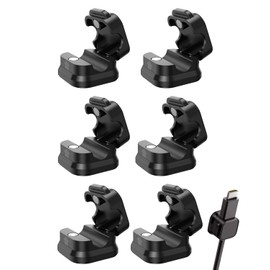 BPTRKOM Pack of 6 Cable Organiser - Cable Management Magnetic Desk Cable Holder Cable Clips Cable Organiser for Desk/Wall, Cable Management for Power Cable, Charging Cable (Black)