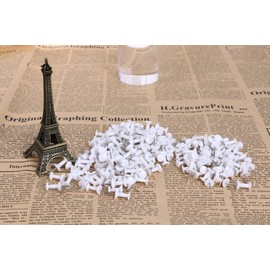 Tupalizy 200PCS Colored Plastic Push Pins Decorative Map Thumb Tacks with Steel for Bulletin Board and DIY Craft Home Office Use (White)