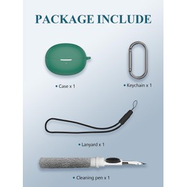 Case for QCY Crossky C30 Open Ear Headphones Wireless Bluetooth, WUNIAK Soft Silicone Protective Portable Scratch Shock Resistant Shell with Cleaner Kit & Carabiner & Lanyard,Green