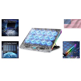 Ultimate RGB Gaming Laptop Cooling Pad with 15 Silent Fans for 15-18" Laptops