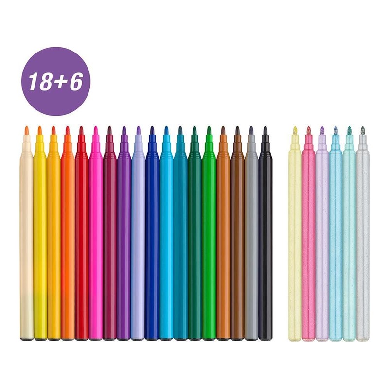 Limited Edition Unicorn Felt Tip Pens 18 Colours 6 Glitter