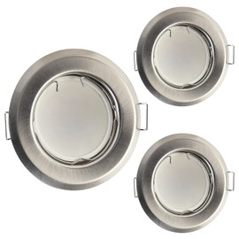 HCFEI LED Recessed Spotlight Ultra Flat with LED Spot Module 230 V I 3 W 320 lm I 120° Beam Angle I Dimmable I Brushed Stainless Steel I 50-55 mm Installation Hole I Recessed Light Round (Set of 3 -