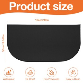 LYPPUL Hearth Rugs for Fireplaces, 102x50CM Fireproof Indoor Fireplace Mat, Outdoor Flame-Resistant Pad Fiberglass Rug, Hearth Pad Protection Mat, Ember Protection Mat for Fireplace Stove