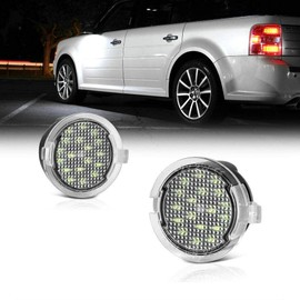 IDIYA New Car Full LED Under Mirror Courtesy Step Light License Number Plates Lamp White Bulbs Compatible with Flex Explore-r Everes-t F150 Mustang King Ranc-h 1604303136 (2 Pack)