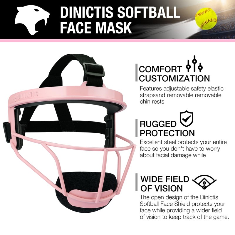 Dinictis Softball Face Mask, Lightweight, Comfortable, with Wide Field Vision,