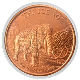 Ice Age Woolly Mammoth 1 oz Pure .999 Copper Round Bullion Coin in Capsule - COA by Heavenly Metals