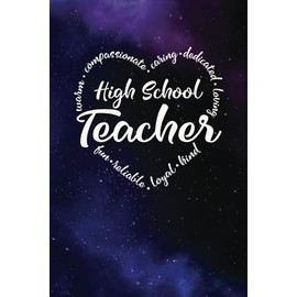 Blank Lined Journal with Heart Words, a High School Teacher Must Have!: Purple and Blue Universe design