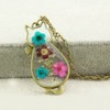 FM FM42 Multicolor Dried Flowers Cat Shape Pendant Necklace with