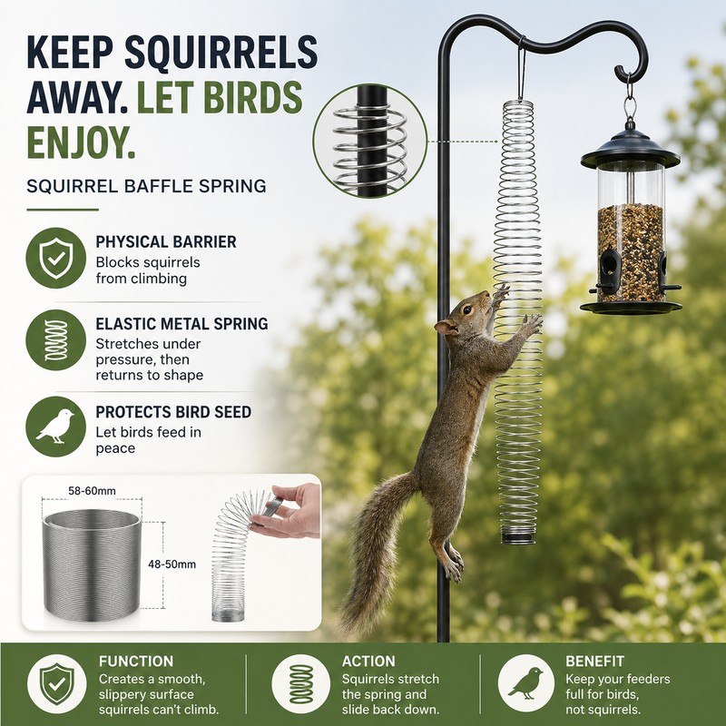 2-Pack Squirrel Barrier Springs for Bird Feeders – Metal Wrap-Around