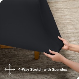 Bare Home Premium Microfiber Stretch Knit Sheet Set, 4-Way Stretch Bed Sheets, Cooling & Breathable, Stretch Fitted Sheet, Stretch Flat Sheet, Stretch Envelope Pillowcase (Twin XL, Black)