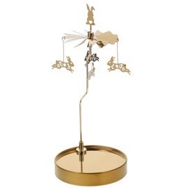VOSAREA Rotary Candle Holder with Tray: Easter Bunny Carousel Candle Holder Gold Rotating Tea Light Candle Holder Windmill Candlestick Witch Decor for Spring Easter Altar Tables Party