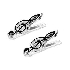sourcing map Music Note Clips Plastic Musical Note Clips Bookmark Stationery for Music Paper Book Accessories Treble Clef Clip Black Pack of 2