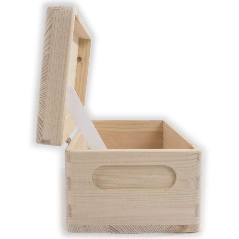 Wooden Chest Box with Lid & Etched Handles 21 x