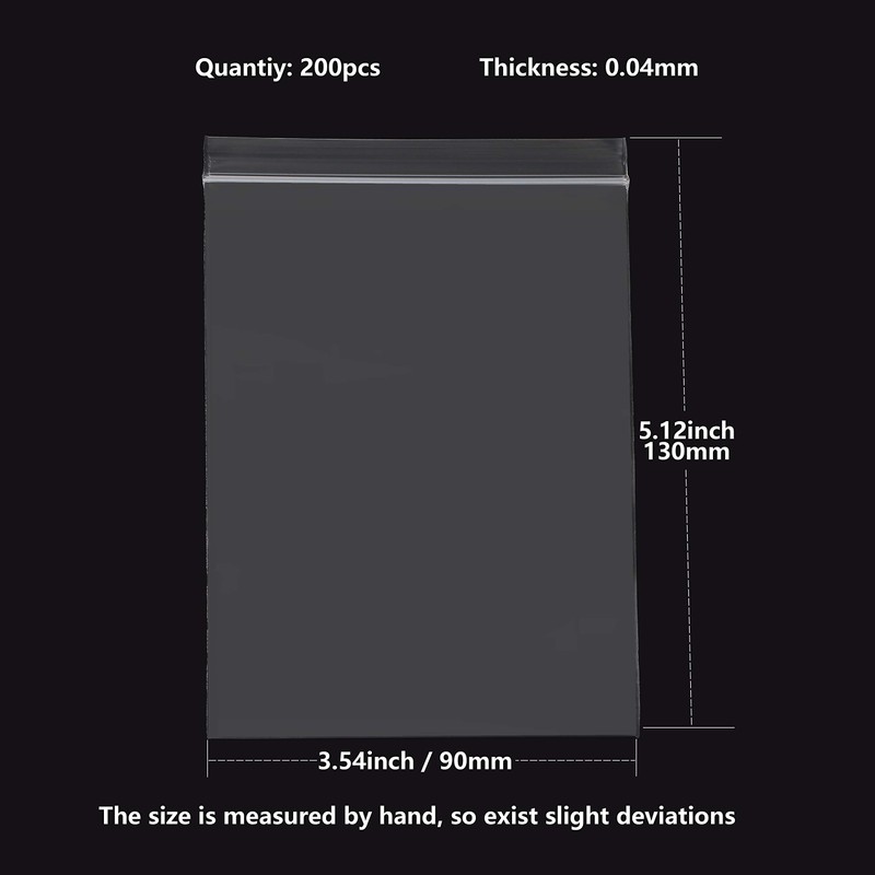 200Pcs Small Zip Plastic Bags, 3.5 x 5 Inches Resealable