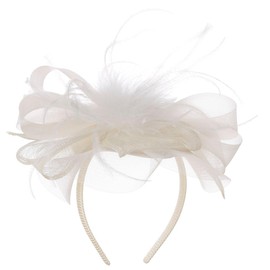 LIERYS Loarena Women's Straw Fascinator with Bow Made in Italy Summer, cream white, Unit size