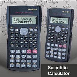 KK-82MS-D Portable Scientific Calculator Scientific Engineering Functional Calculator with 240 Functions Two Line Display for Student School Supplies Teachers Office(Black)
