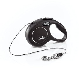 Flexi Correa retráctil clásica para Perro (Cuerda), para Perros de hasta 18 Libras, 10 pies, Extra pequeña, Negra