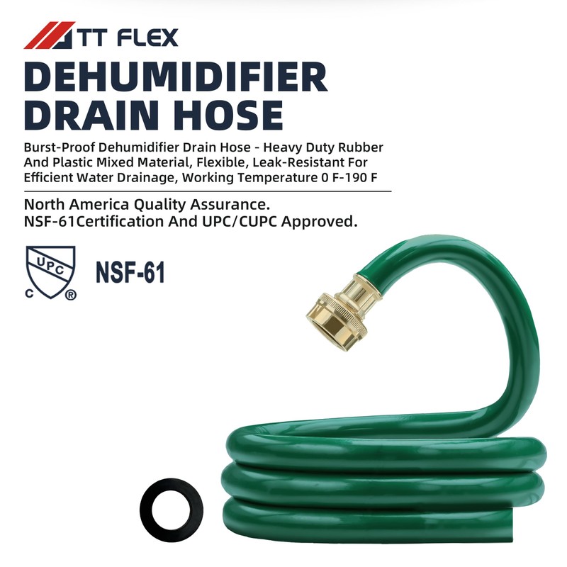 TT FLEX Dehumidifier Drain Hose 3/4" FHT, 12 FT Green