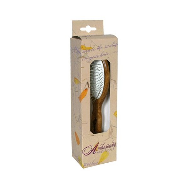 Ambassador Hairbrush, Wood Small Oval, Steel Pins, 1 Hairbrush (Pack of 2)