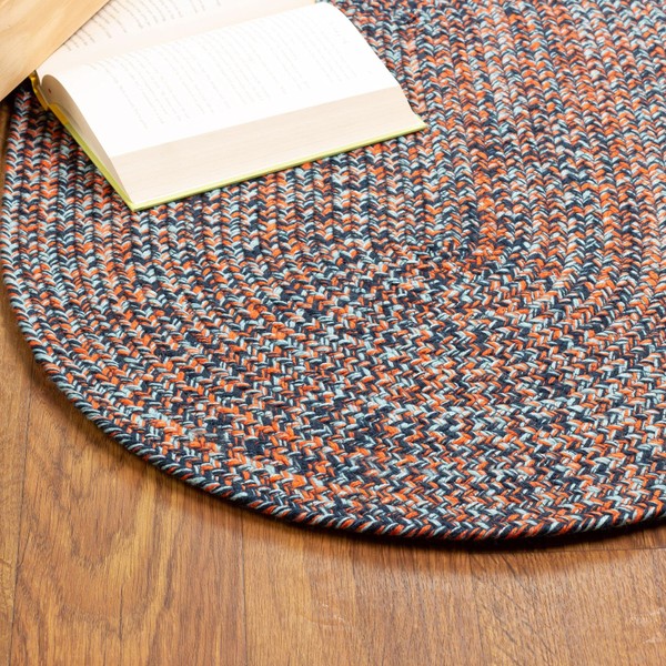 Super Area Rugs Cantebury Handmade Farmhouse Indoor/Outdoor Braided Rug Navy, Light Blue, Red 5' x 8' Oval