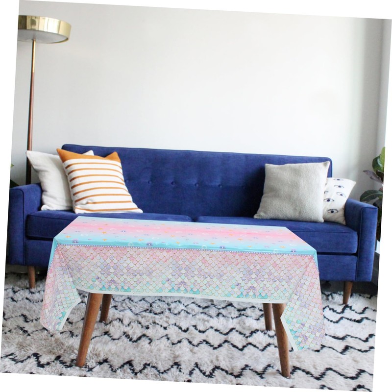 CHILDWEET Birthday Party Tablecloth Mermaid Pattern Easy to Use Disposable