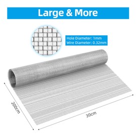 Adiwo Wire Mesh Fine Mesh 304 Stainless Steel Wire Mesh 20 Mesh Stainless Steel Mesh Rabbit Wire Chicken Fence Wire Mesh Stainless Steel Wire Mesh Rodent Mesh 200 cm x 30 cm