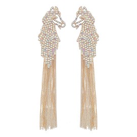 Horse Tassel Earrings, Horse Head Dangle Earrings for Women, Bohemian Horse Fringe Earrings, Sparkling Horse Statement Earrings Horse Boho Jewelry, Colorful Horse Animal Drop Earrings