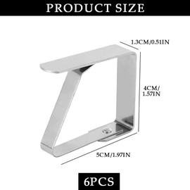 Azlanway Tablecloth Clips, Stainless Steel, Pack of 6 Tablecloth Clips, 5 x 4 cm Tablecloth Holder for Indoor & Outdoor Use, Tablecloth Clips for Garden Tables, Restaurant, Celebrations & Picnic