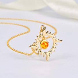 REDSUN Sun Chain 925 Sterling Silver Opal/Moonstone Sun Necklace Gold Pendant Sun Gold-Plated Jewellery for Women Girls Gifts, Sterling Silver