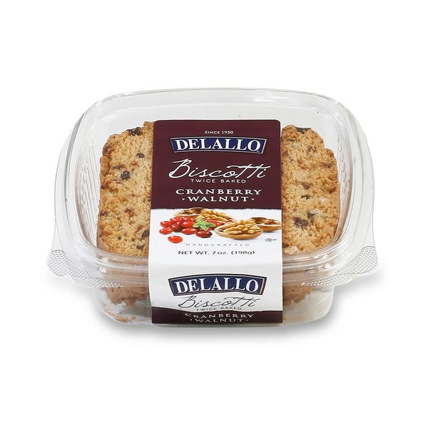DeLallo Italian Cranberry Walnut Small Batch Biscotti Cookies, 7oz, 4-Pack