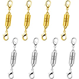 925 Silver Magnetic Necklace Clasps and Closures, Magnetic Jewelry Clasps,Strong Magnet Closures for Necklaces and Bracelets (4gold+4silver)