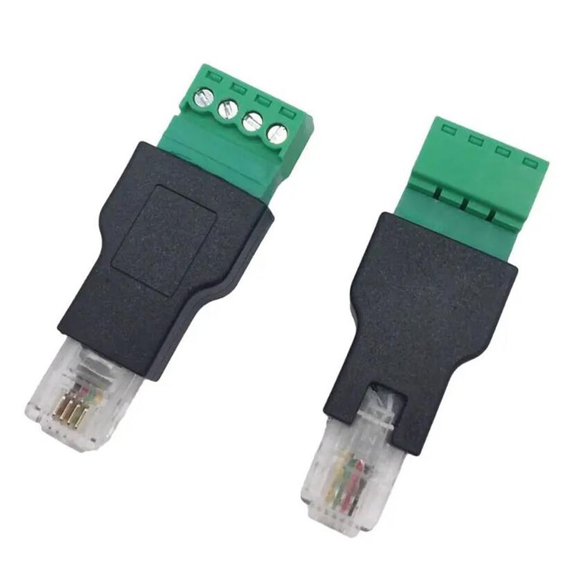 Teansic 2 Pcs RJ11 Male to 4 Pins Screw Terminal