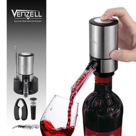VENZELL Electric Wine Aerator and Pourer - Smart One-Button Wine Decanter with Automatic Vacuum Stopper and Dispenser