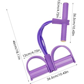 Multifunction Tension Rope, 6-Tube Elastic Yoga Pedal Puller Resistance Band, Natural Latex Tension Rope Fitness Equipment, for Arm/Abdomen/Waist/Leg Stretching Slimming Training (Purple)