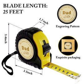 Dad Father's Day Gifts for Dad Grandpa Papa Tool Wood Worker Carpenter Christmas Birthday Gifts Idea for Papa Tape Measure 25 FT