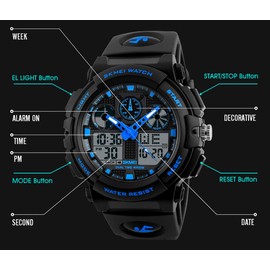 SKMEI 1270 Quartz Digital Electronic Men Watch Fashion Casual Outdoor Sports Male Wristwatch Dual Time Date Week Stopwatch Alarm 5ATM Waterproof Luminous Multifunctional Watches