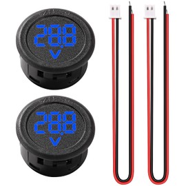 VooGenzek 2 x DC 5-100 V DC Digital Voltmeter, 2 Wires Voltmeter, 3-Digit LED Display, with Anti-Connection Protection, for Cars, Vehicles, Motorcycles, Boats, Blue