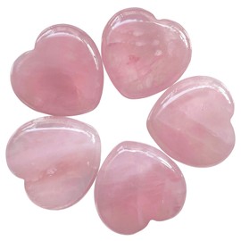 Ladeukoi Natural Crystal Love Heart Stone, Polished Healing Palm Bag Stone, Reiki Balancing Meditation Mini Stone, 1 Inch (25 mm), Rose Quartz