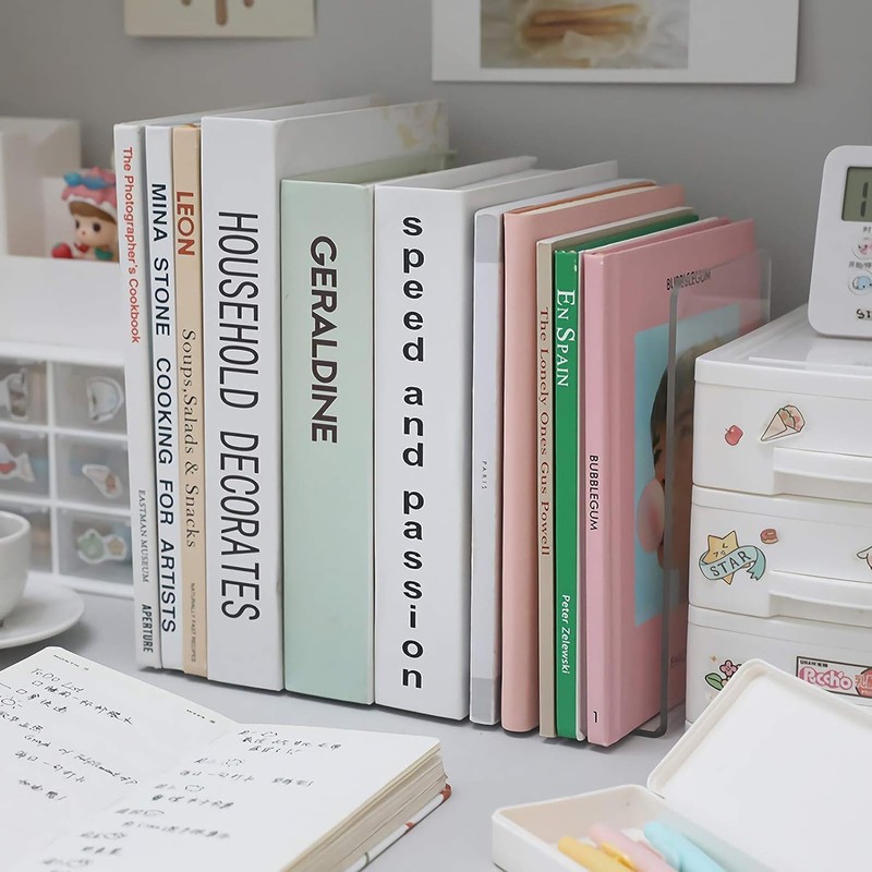 8 pcs Acrylic Bookends,Clear Acrylic Bookends for Shelves,Heavy Duty Book