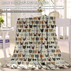 Funny Cats Blanket Kids Throw Blankets for Couch Sofa Travel Camping, 50''x40'' Soft Warm Flannel Fleece Throw Blanket for Girls Boys Baby Toddler