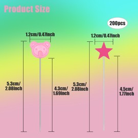 200 Pcs Flat Head Straight Pins,Pentagram and Little Bear Head Sewing Pins Colored Head Straight Pin Positioning Quilting Pin for Fabric Crafting Dressmaker Jewelry Decoration