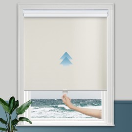 Persilux 100% Blackout Roller Shades Cordless Shades & Blinds for Windows Roller Shades Thermal Insulated Shades for Doors, Home and Living Room Inside & Outside Mount (27.5" W x 36" H, Beige)