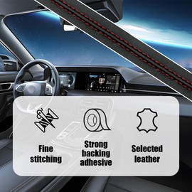 KHGUZ Car Interior Trim Strips, 19.68Ft Flexible Leather Vehicle Gap Fillers Decoration Molding Line, DIY Auto Central Control Door Garnish Accessories, Universal for SUV, Sedan, Truck (Black/Red)