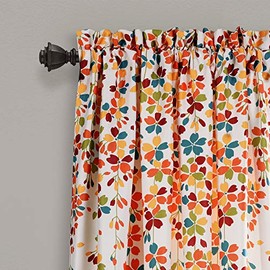 Lush Decor - Cortina de Cenefa para Ventanas, de Flores, Tradicional, Turquesa y Mandarina., 2.1 m x 1.3 m, 1                                         