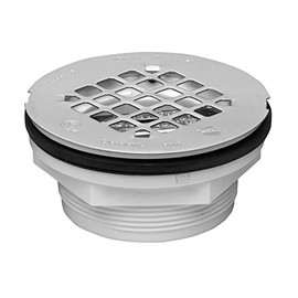 OATEY 101 Pnc Shower Drain, 2 In, No-Caulk, Abs Plastic, Strainer